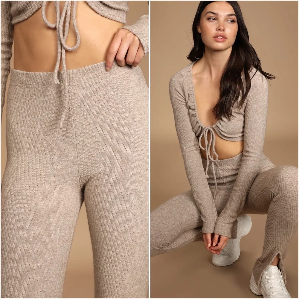 NWT Lulu’s Emery Park Knitted Parted Hem Leggings - Picture 2 of 16